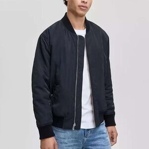 Mode of One Mens Reversible Bomber Jacket Deep Black Patterned M 100188086MN